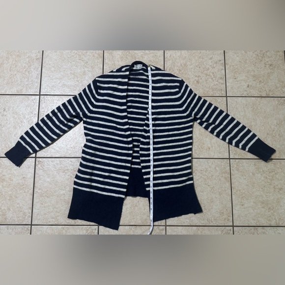 Madewell Walker Open Cardigan Dark Nightfall Chic Striped Wool Alpaca Women’s M - Picture 5 of 7